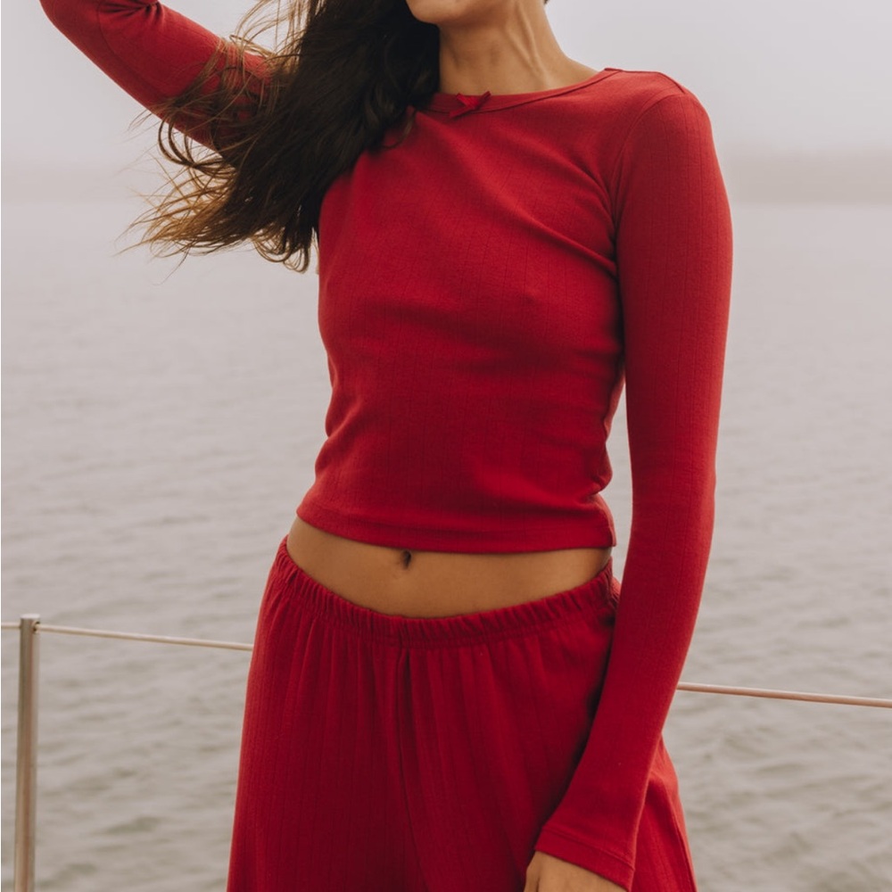 Red Long Sleeve Women's Top
